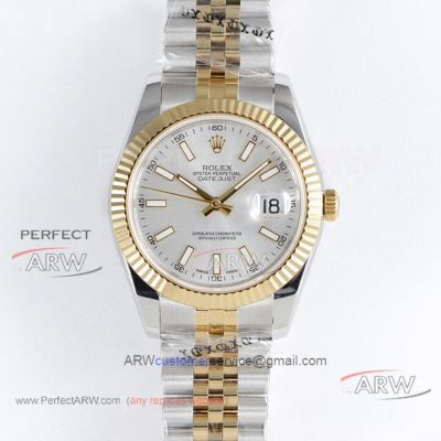 Perfect Replica Rolex Datejust 41 mm Silver Stick Jubilee Watch Swiss A2836